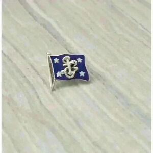 Tiffany & Co Vintage 14kt White Gold Navy Flag Lapel Pin
